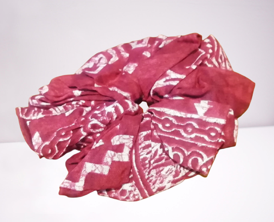 Red Amboseli Elephant Print Hair Scrunchie Ties