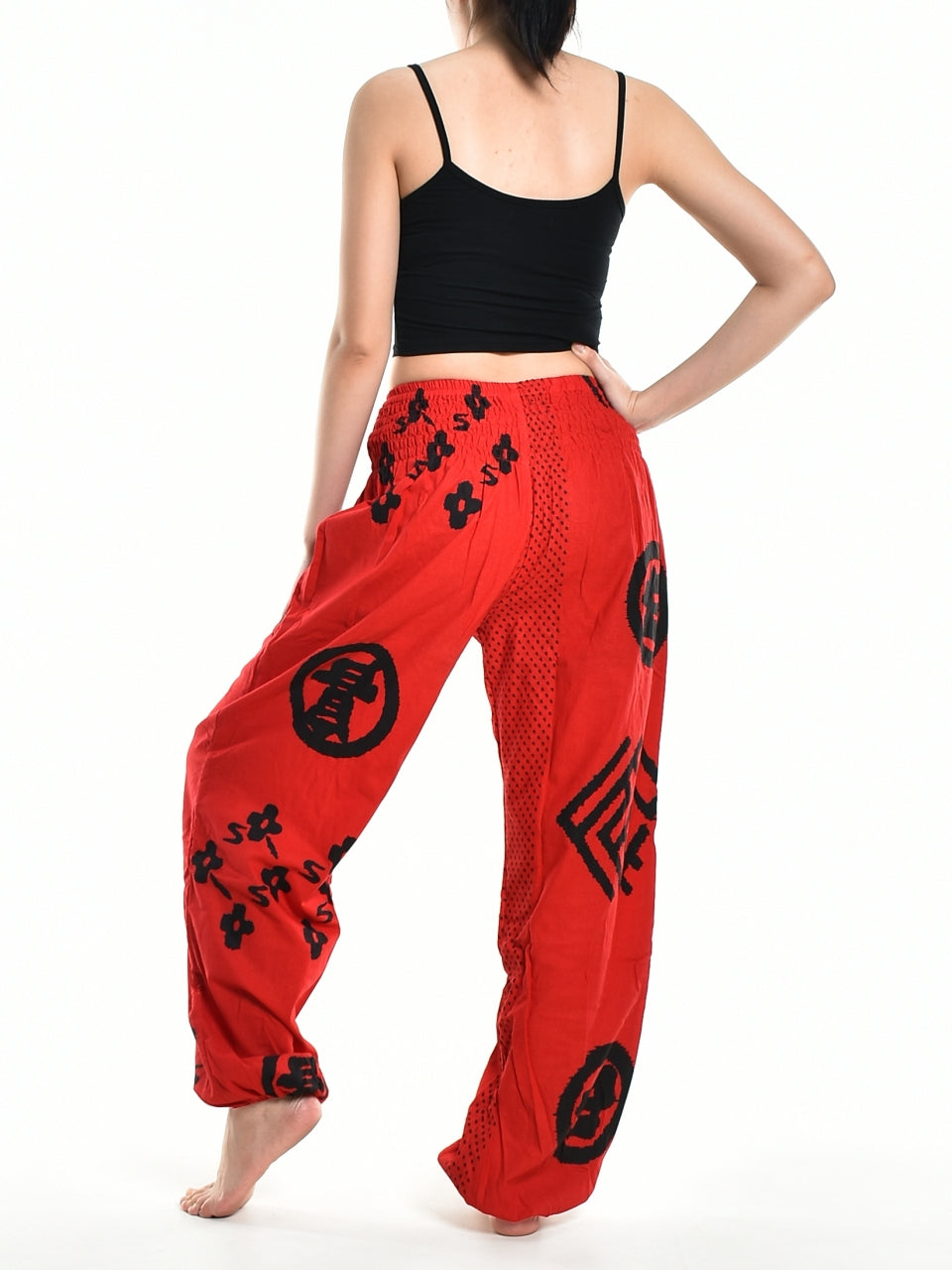 Bohotusk Womens Autumn Red Chilli Tribe Print Cotton Harem Pants S/M to 3XL