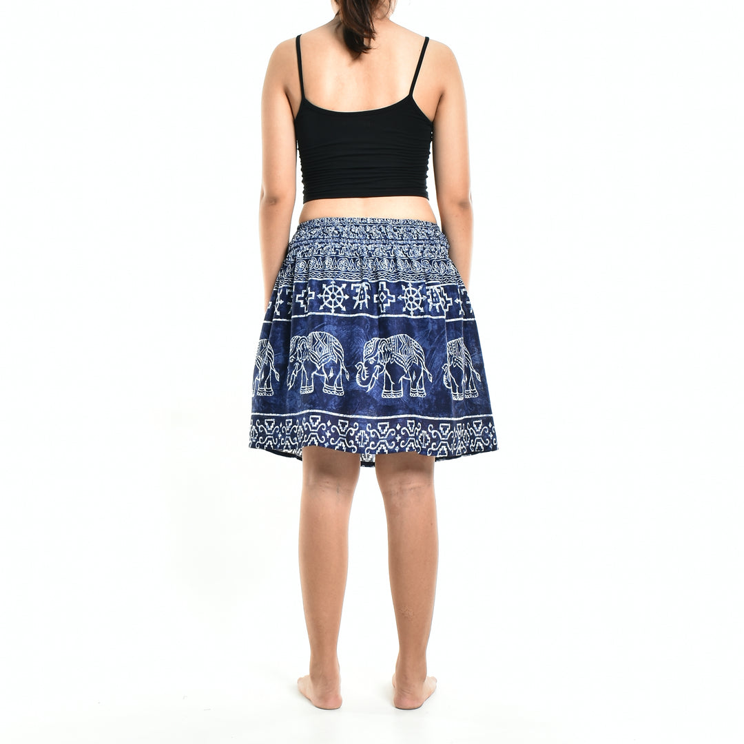 Bohotusk Blue Amboseli Elephant Print Short Skirt SM to LXL