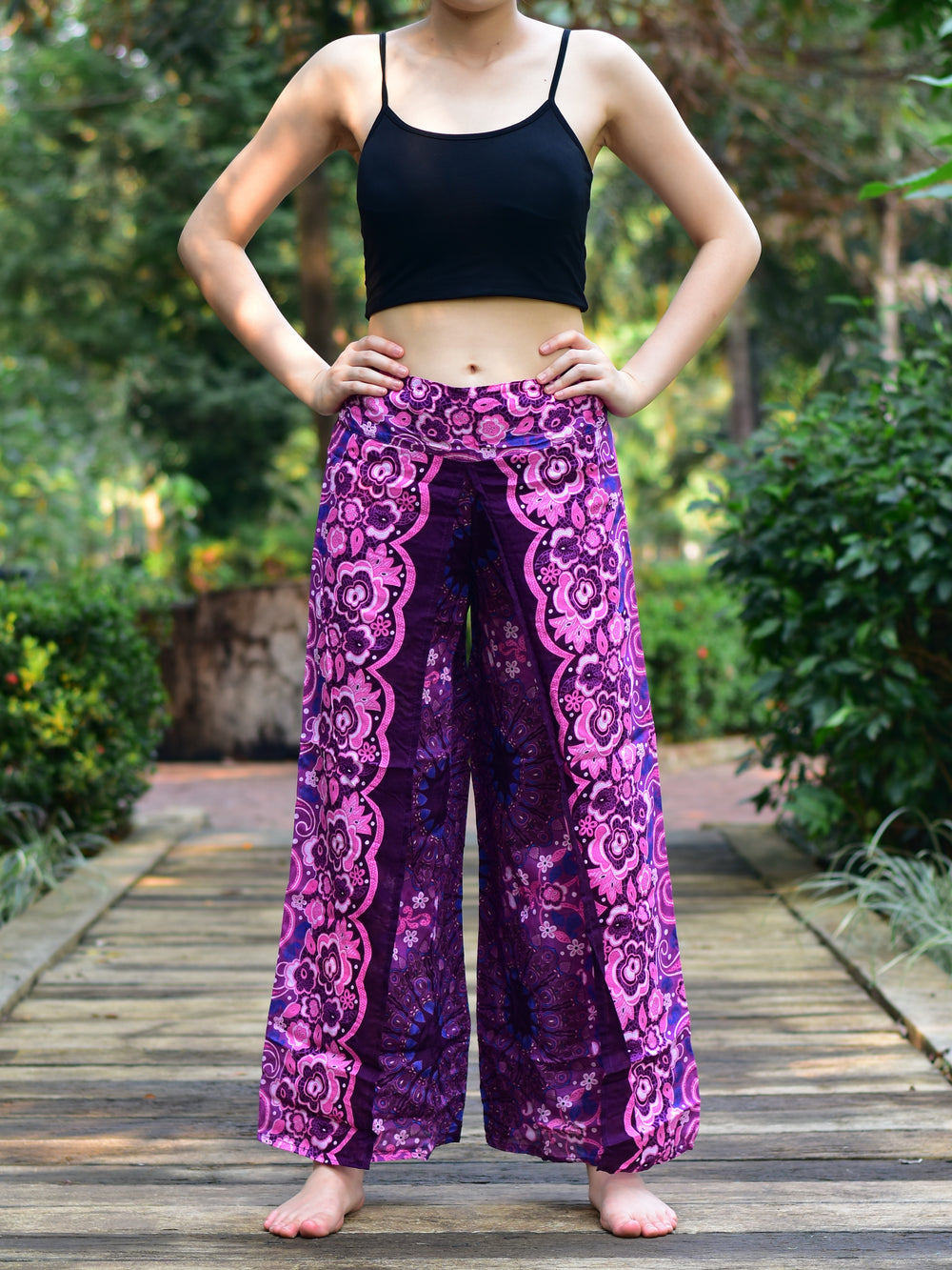 Bohotusk Purple Ink Splash Womens Palazzo Trousers S/M to L/XL