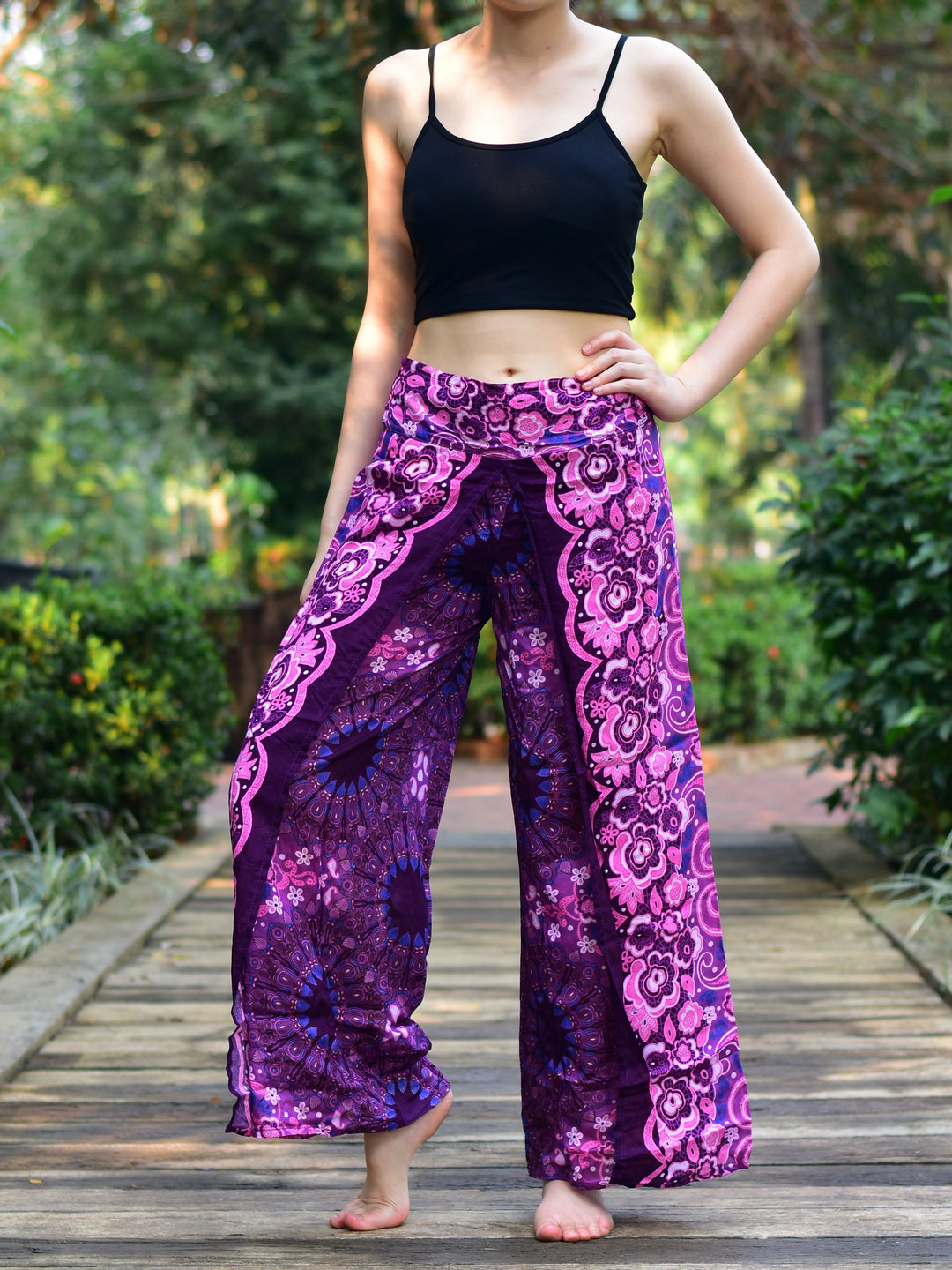 Bohotusk Purple Ink Splash Womens Palazzo Trousers S/M to L/XL
