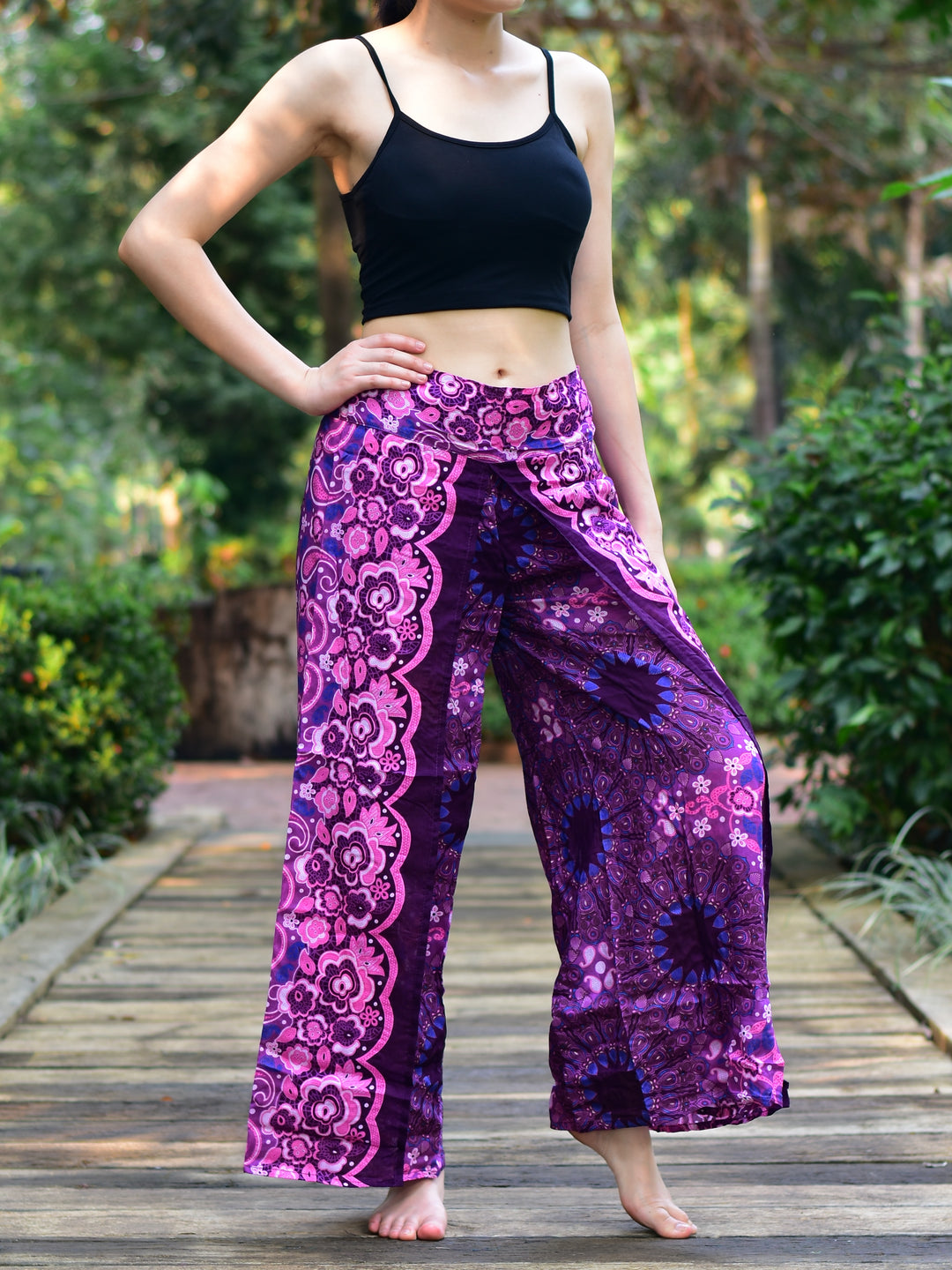 Bohotusk Purple Ink Splash Womens Palazzo Trousers S/M to L/XL