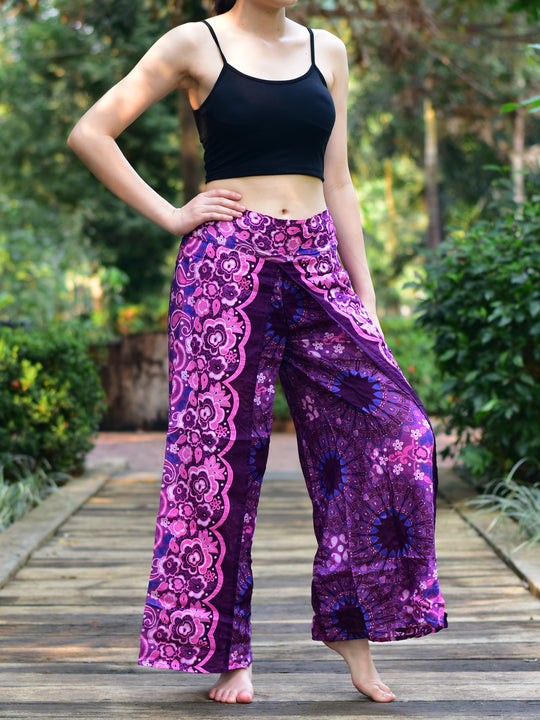 Bohotusk Purple Ink Splash Womens Palazzo Trousers S/M to L/XL