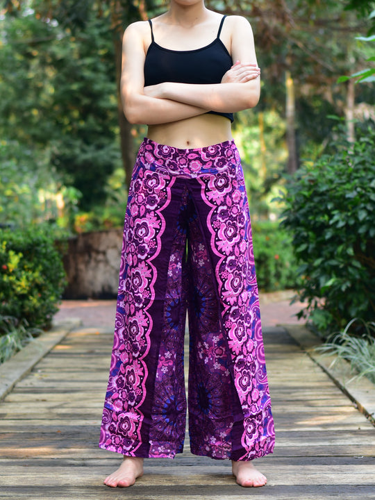 Bohotusk Purple Ink Splash Womens Palazzo Trousers S/M to L/XL