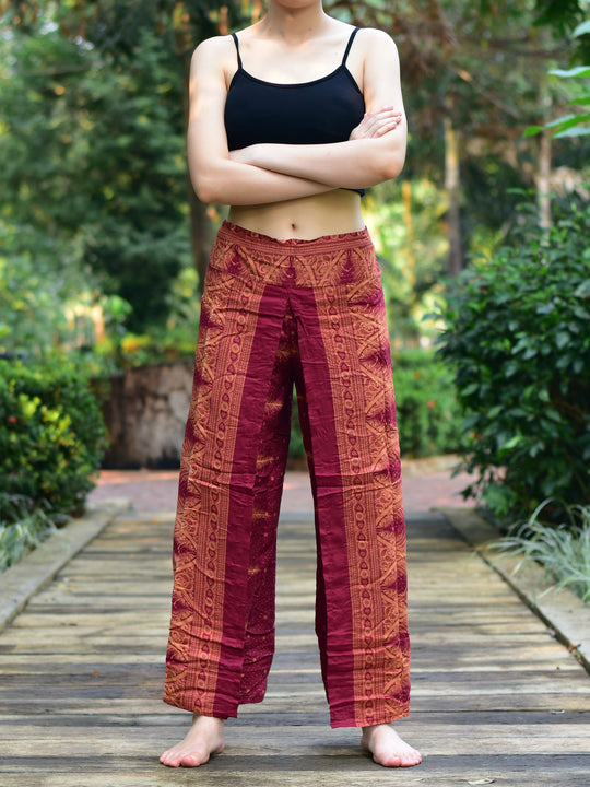 Bohotusk Burnt Red Fern Womens Palazzo Trousers S/M to L/XL