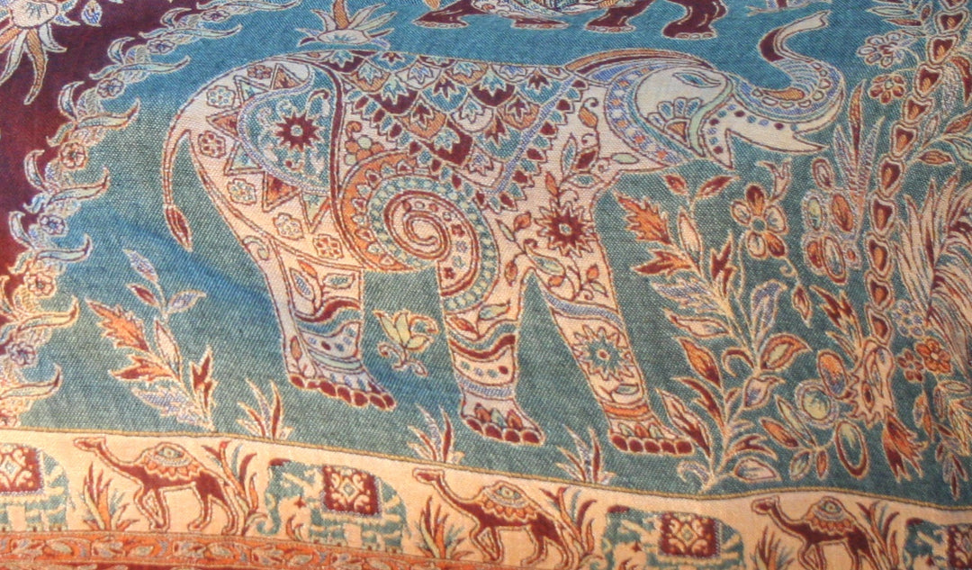 Burnt Orange Autumn Brown Elephant Camel Print Pashmina Reversable 200 x 75cm