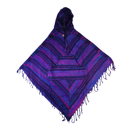 Purple Stripe Woollen Poncho