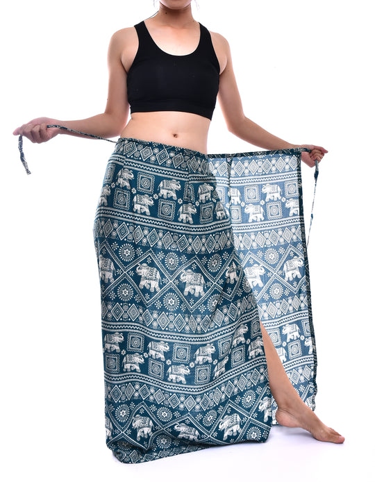 Bohotusk Green Elephant Print Sarong Super Soft 150cm x 110cm