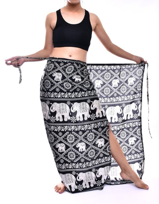 Bohotusk Black Elephant Plain Sarong Super Soft 150cm x 110cm